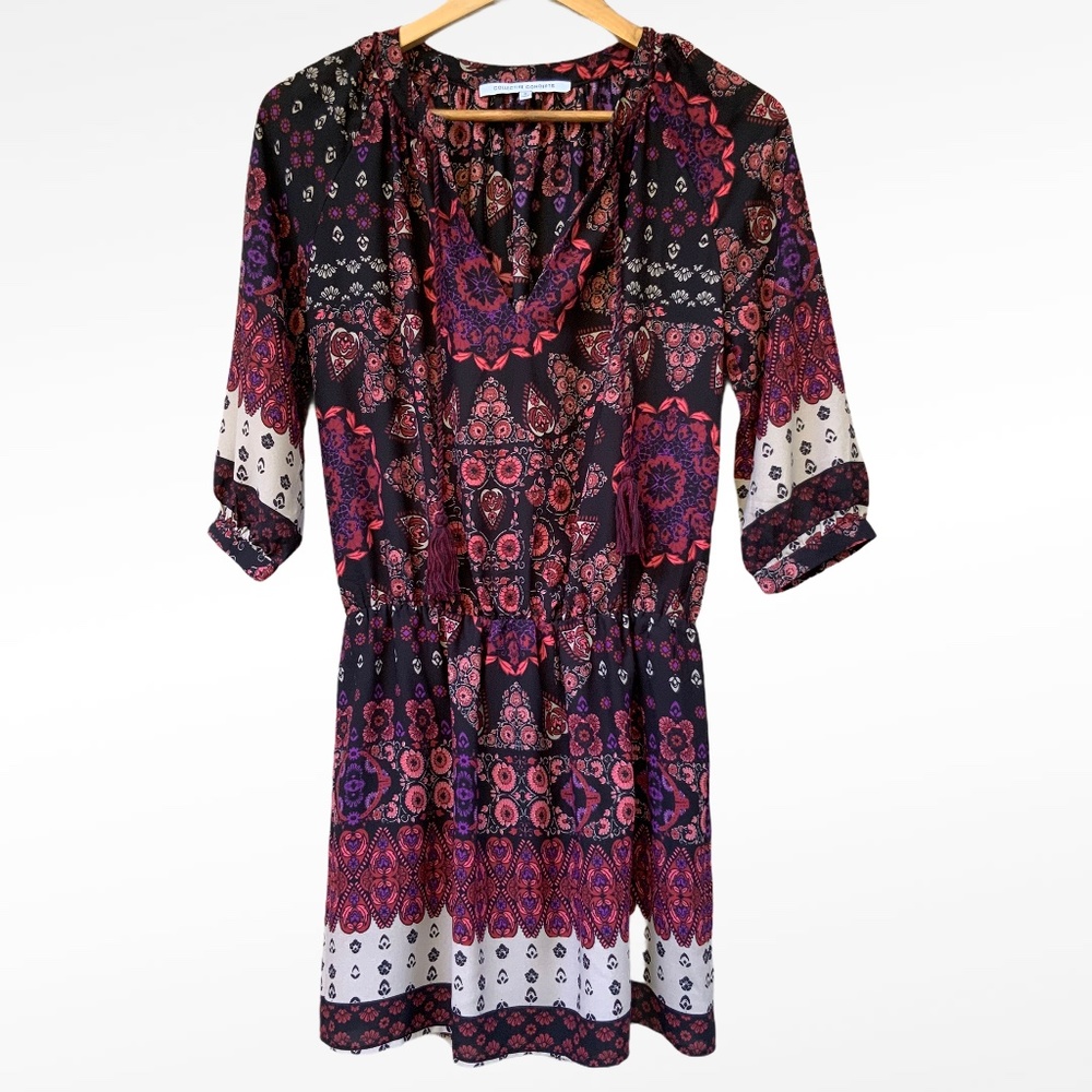 COLLECTIVE CONCEPTS Boho‎ Floral Dress Tassels Pink